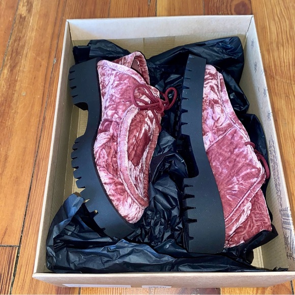 Free People Convertible Velvet Loafers Platform Creepers Oxford Boots Lug Sole - Picture 5 of 9